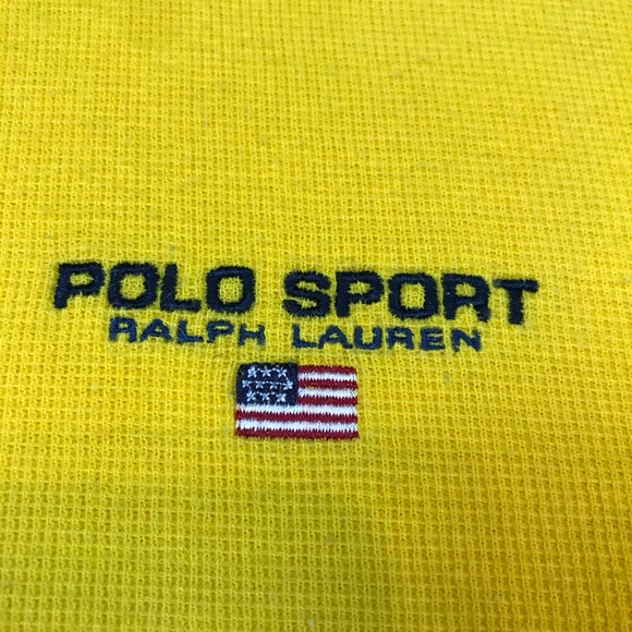 Polo Sport Ralph Lauren Men’s Vintage Casual Solid Yellow Polo Shirt Size Large - Picture 2 of 6